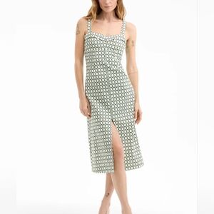 Veronica Beard Green and White Midi Dress